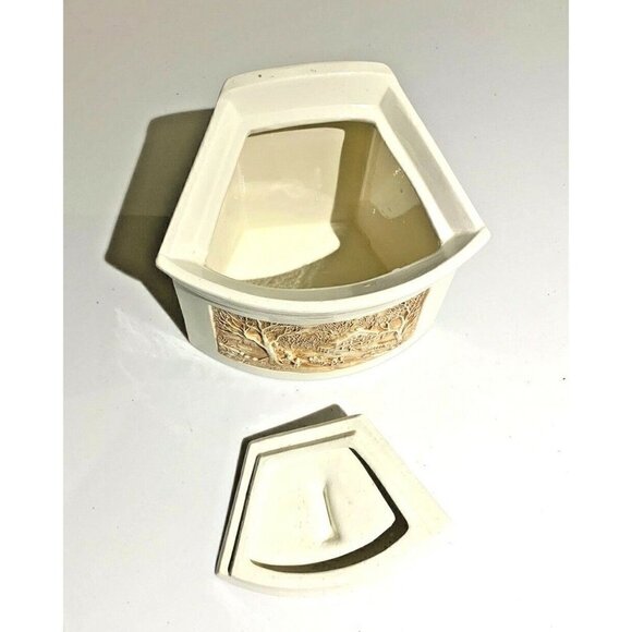 VINTAGE HERSHEY 1985 Canister Off White Brown Country Village With Lid Container - Picture 7 of 7